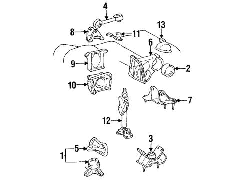 1995 Toyota Camry Engine & Trans Mounting Diagram 2 - Thumbnail