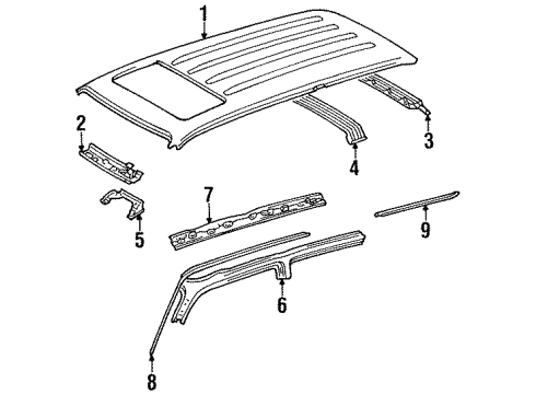 1997 Toyota Land Cruiser Roof & Components Diagram 1 - Thumbnail