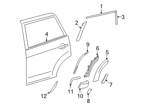2010 Toyota RAV4 Exterior Trim - Rear Door Diagram