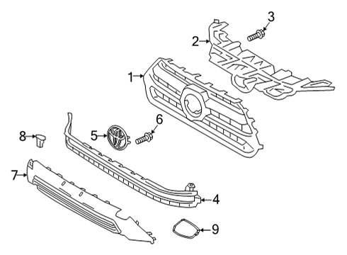 2023 Toyota RAV4 Grille & Components Diagram 1 - Thumbnail