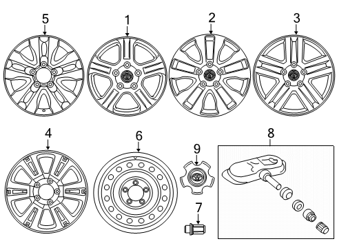 2017 Toyota Sequoia Wheels, Covers & Trim Diagram