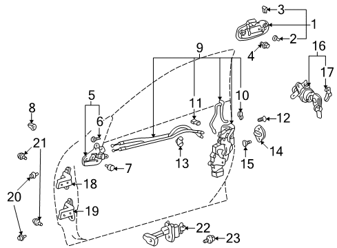 2004 Toyota Celica Lock & Hardware Diagram