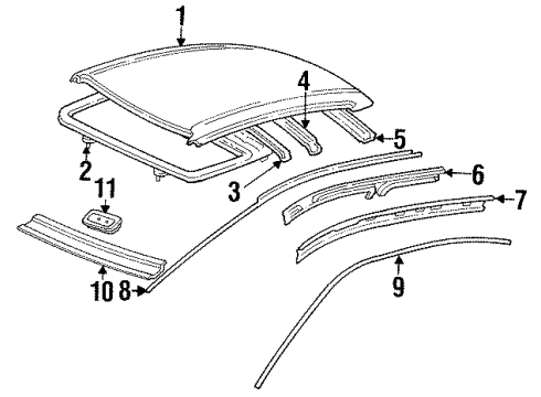 1997 Toyota Corolla Roof & Components Diagram