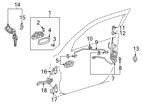 1998 Toyota Corolla Door & Components Diagram