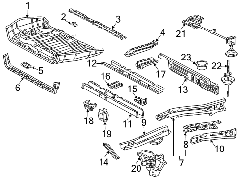 2009 Toyota Sienna Rear Body - Floor & Rails Diagram
