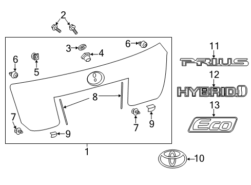 2017 Toyota Prius Exterior Trim - Lift Gate Diagram