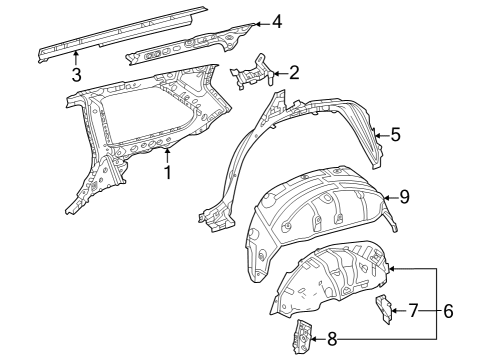 Toyota 61766-0C040 Inner Panel Stay, Passenge Side 61766-0C040 Toyota Inner Panel Stay, Passenge Side