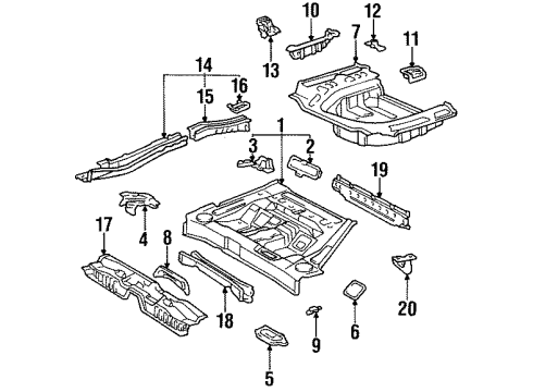 58224-33010 Toyota Center Floor Pan Reinforcement, Driver Side