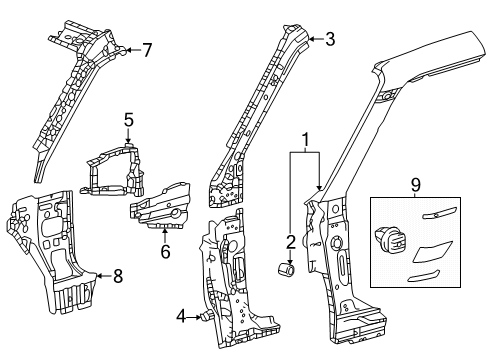 61991-60020 Toyota Protector, Front Pillar