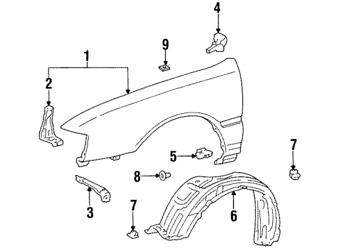 53804-07010 Toyota Fender Bracket, Driver Side