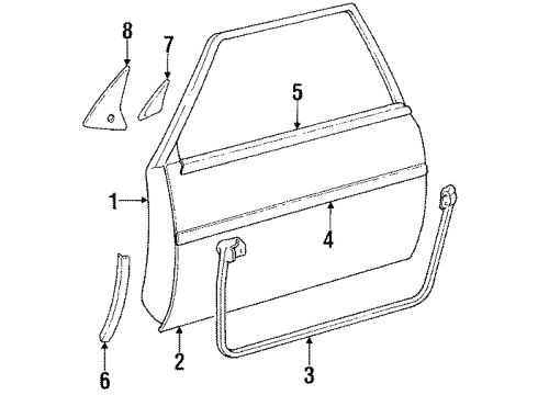 67861-14300 Toyota Weatherstrip, Passenger Side