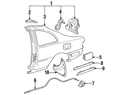 Toyota 75657-A9015 Body Side Molding, Lower Rear Passenger Side 75657-A9015 Toyota Body Side Molding, Lower Rear Passenger Side