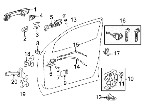 69205-0C111 Toyota Handle Sub-Assembly, Front