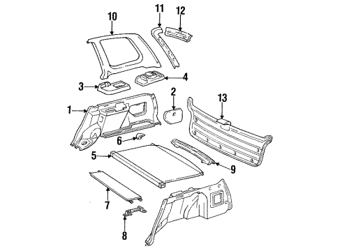 64302-13010 Toyota Package Tray Trim Bracket, Driver Side