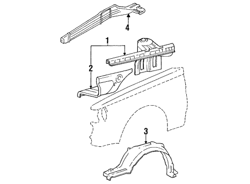53712-22310 Toyota Apron Panel, Front Driver Side