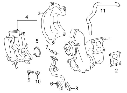 Toyota 16027-25020 Pipe Sub-Assembly, Turbocharger 16027-25020 Toyota Pipe Sub-Assembly, Turbocharger