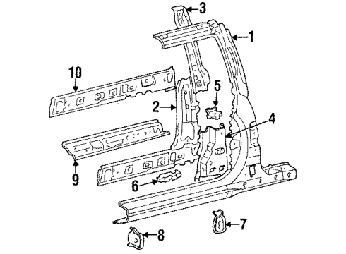 61328-16130 Toyota Pillar Reinforcement, Outer Driver Side