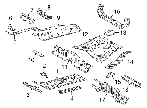 57407-02221 Toyota Member Sub-Assembly, Center Floor Panel
