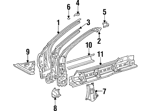 61402-14110 Toyota Inner Rocker, Driver Side