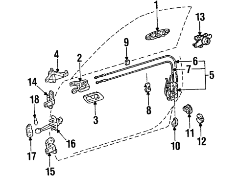 Toyota 69615-14020 Handle, Inside Bracket, Passenger Side 69615-14020 Toyota Handle, Inside Bracket, Passenger Side