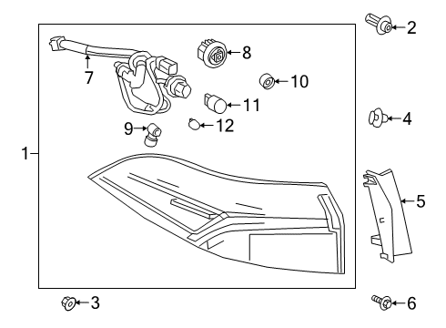 81561-12E60 Toyota Lens & Body, Rear Combination Lamp, Driver Side
