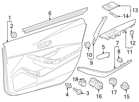67620-12Q70-46 Toyota Board Sub-Assembly, Front Door Trim, Driver Side