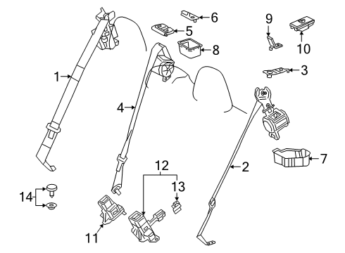 Toyota 73350-02111-C0 Lap & Shoulder Belt, Rear Center 73350-02111-C0 Toyota Lap & Shoulder Belt, Rear Center
