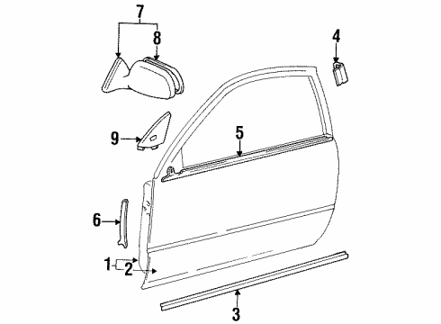 Toyota 67492-16190 Corner Cover, Driver Side 67492-16190 Toyota Corner Cover, Driver Side