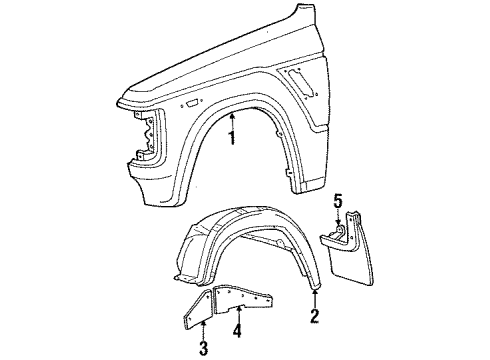 53801-90G00 Toyota Fender, Front Passenger Side