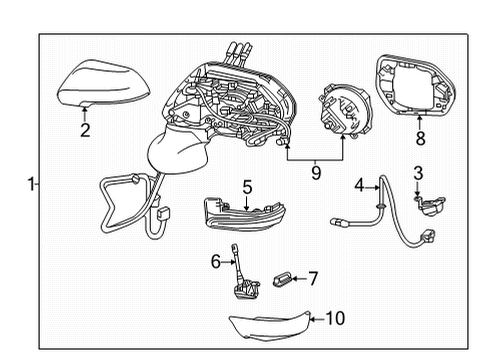 Toyota 87940-62250-J0 Mirror Assembly, Outer Rear View, Driver Side 87940-62250-J0 Toyota Mirror Assembly, Outer Rear View, Driver Side