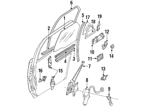 68114-13100 Toyota Glass, Driver Side
