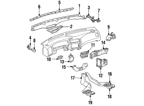 55990-12020 Toyota Defroster Duct, Center