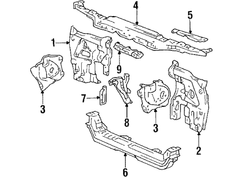 53036-14030 Toyota Radiator Support, Driver Side