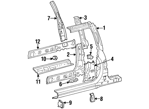 61326-16900 Toyota Pillar Reinforcement, Center Driver Side
