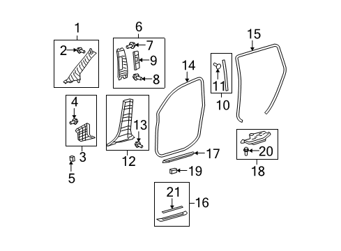 2011 Toyota Highlander Interior Trim - Pillars Diagram