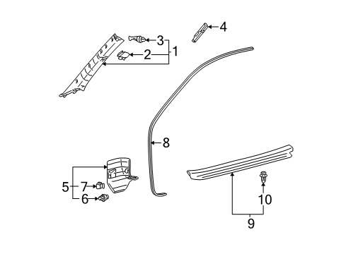 2006 Toyota Solara Interior Trim - Pillars Diagram