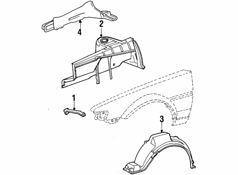 1987 Toyota Corolla Inner Components - Fender Diagram