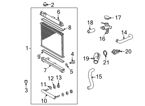2010 Scion xD Radiator & Components Diagram