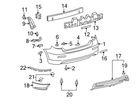 2009 Toyota Matrix Bumper & Components - Rear Diagram