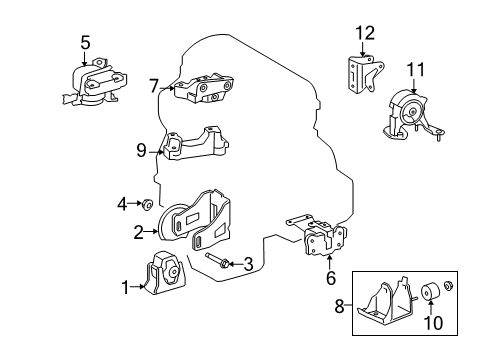 2013 Scion xB Engine & Trans Mounting Diagram
