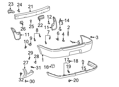 2002 Toyota Echo Bumper & Components - Rear Diagram