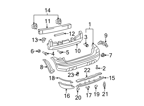 2004 Toyota Matrix Bumper & Components - Rear Diagram