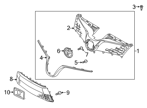 2019 Toyota Sienna Grille & Components Diagram