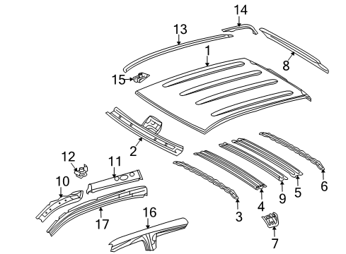 2012 Toyota Tundra Drip Molding, Rear Driver Side Diagram for 75554-0C030