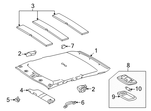 1998 Toyota Corolla Interior Trim - Roof Diagram