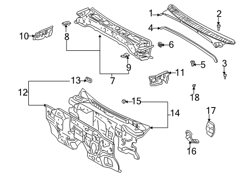 1996 Toyota Tacoma Cab Cowl Diagram