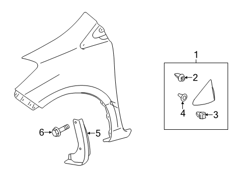 2012 Toyota Yaris Exterior Trim - Fender Diagram