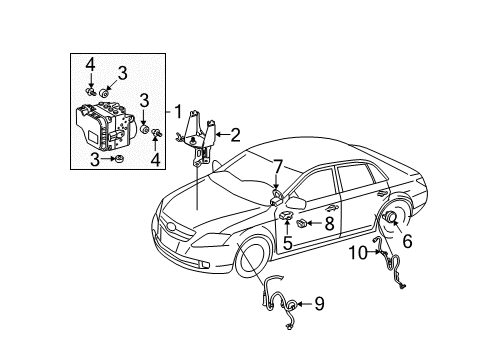 2005 Toyota Avalon Mount Bracket, Front Diagram for 44590-07020