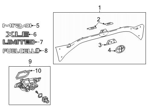 2025 Toyota Mirai Exterior Trim - Trunk Diagram