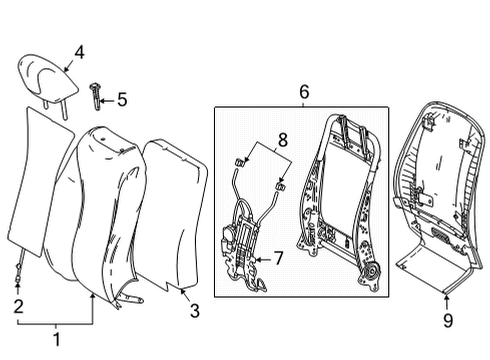 2020 Toyota Mirai Passenger Seat Components Diagram